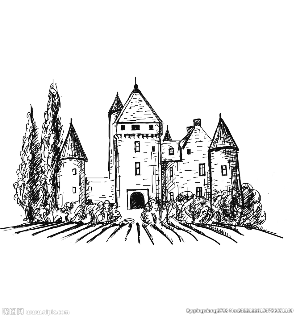 手绘古城堡