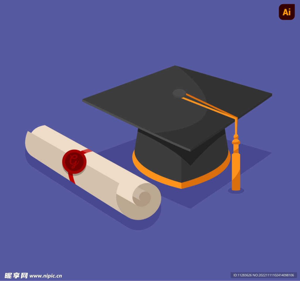 学士帽插画素材