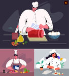 厨师插画素材
