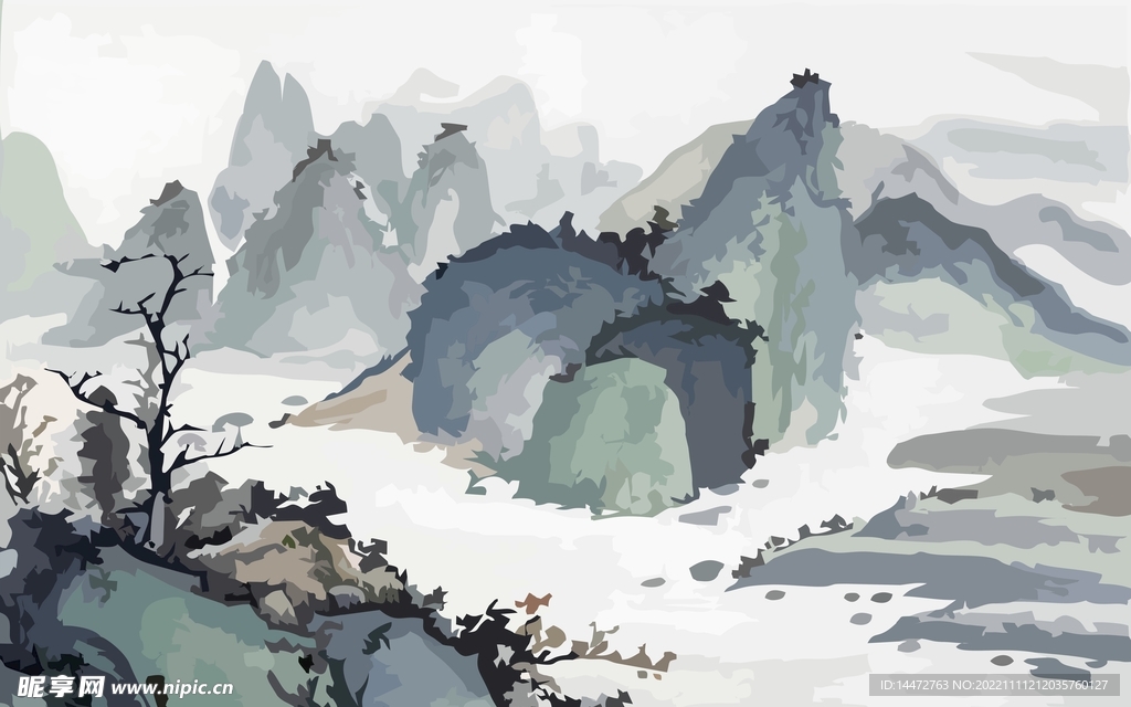 山水水墨画