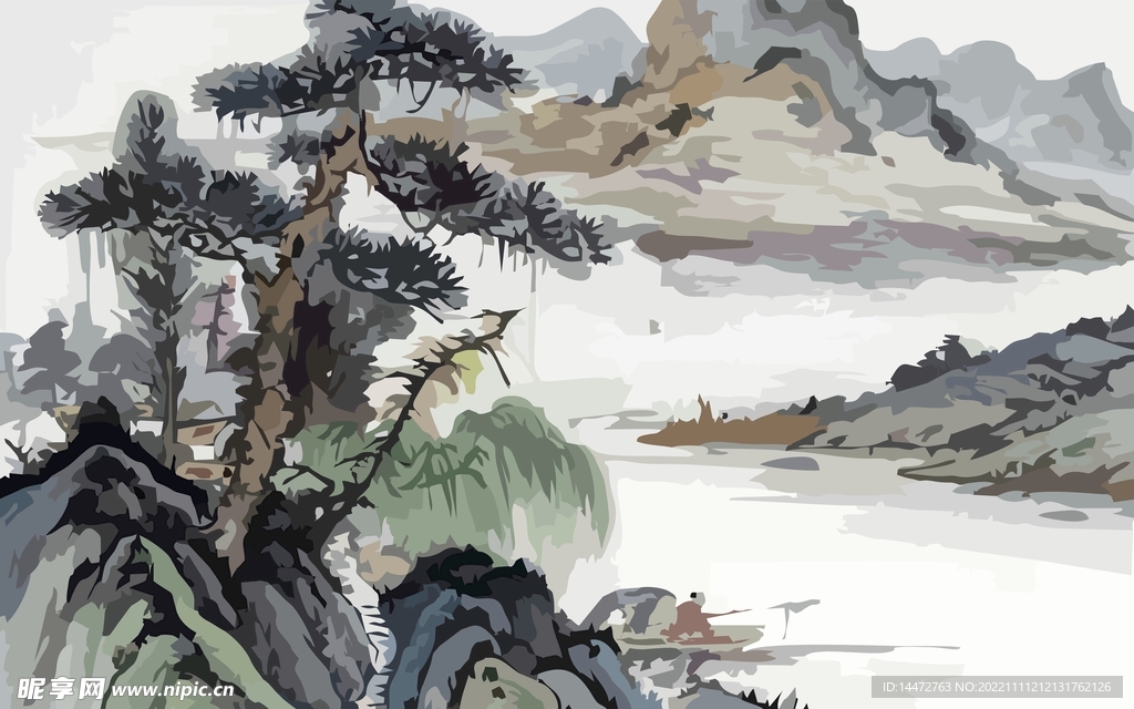 山水水墨画