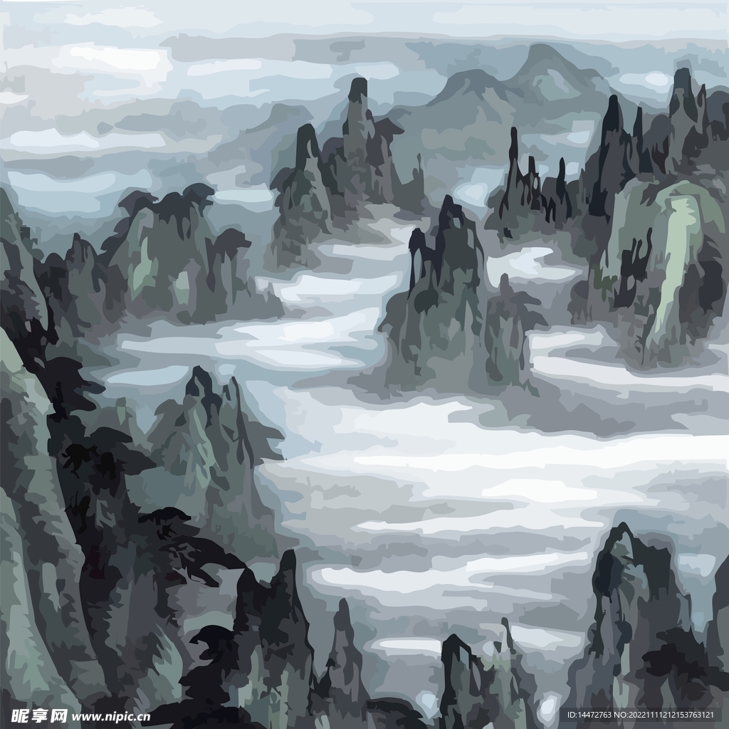 山水水墨画