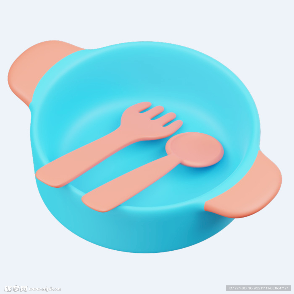 C4D模型碗叉子餐具