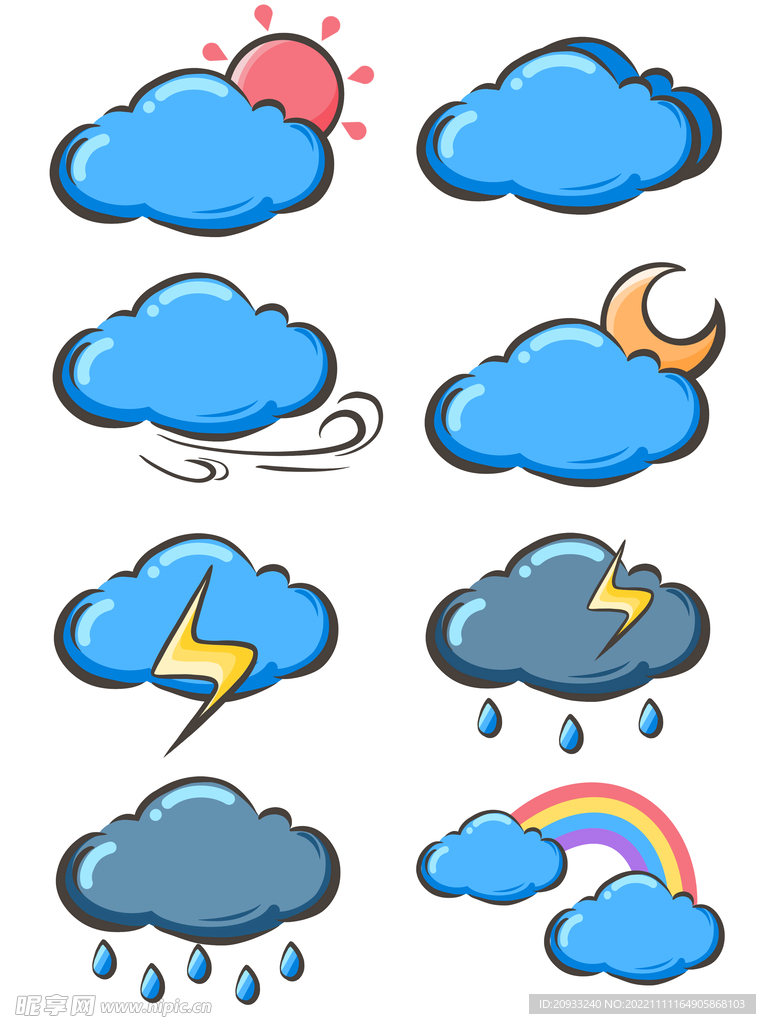 手绘卡通可爱科普插图天气图案