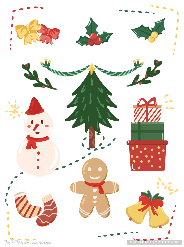 圣诞节卡通装饰图案元素背景