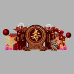 中式红色寿宴