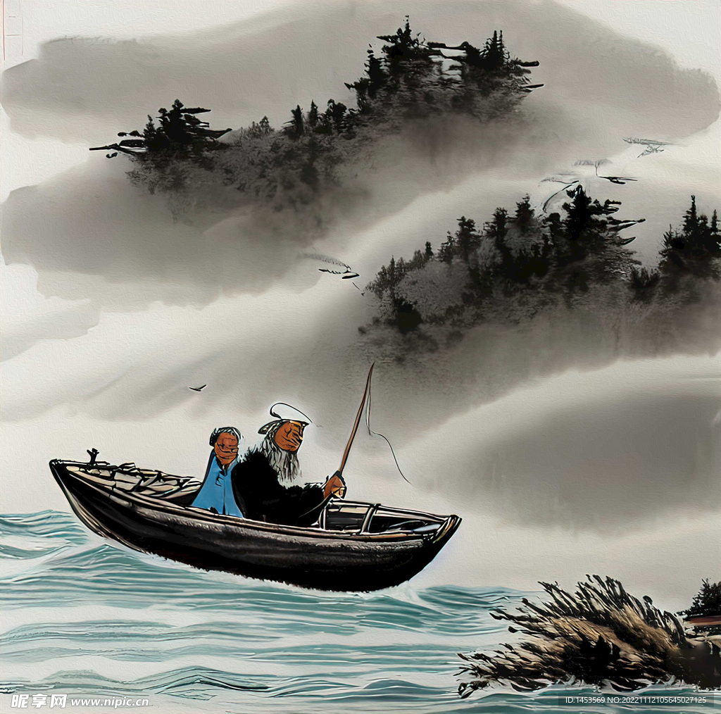 国画小船