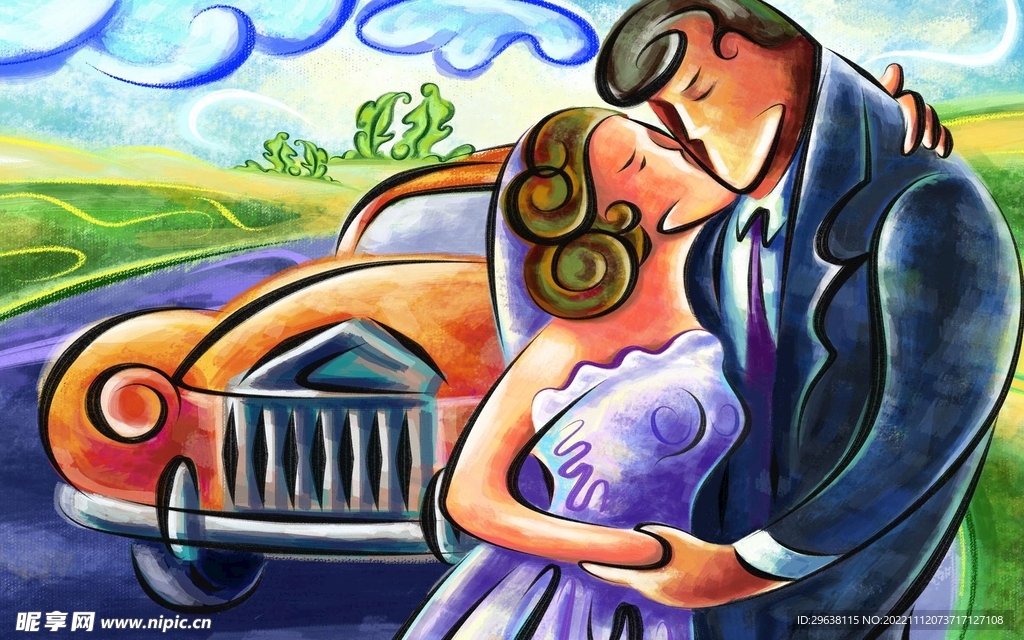 手绘壁画系列生活 婚姻爱情