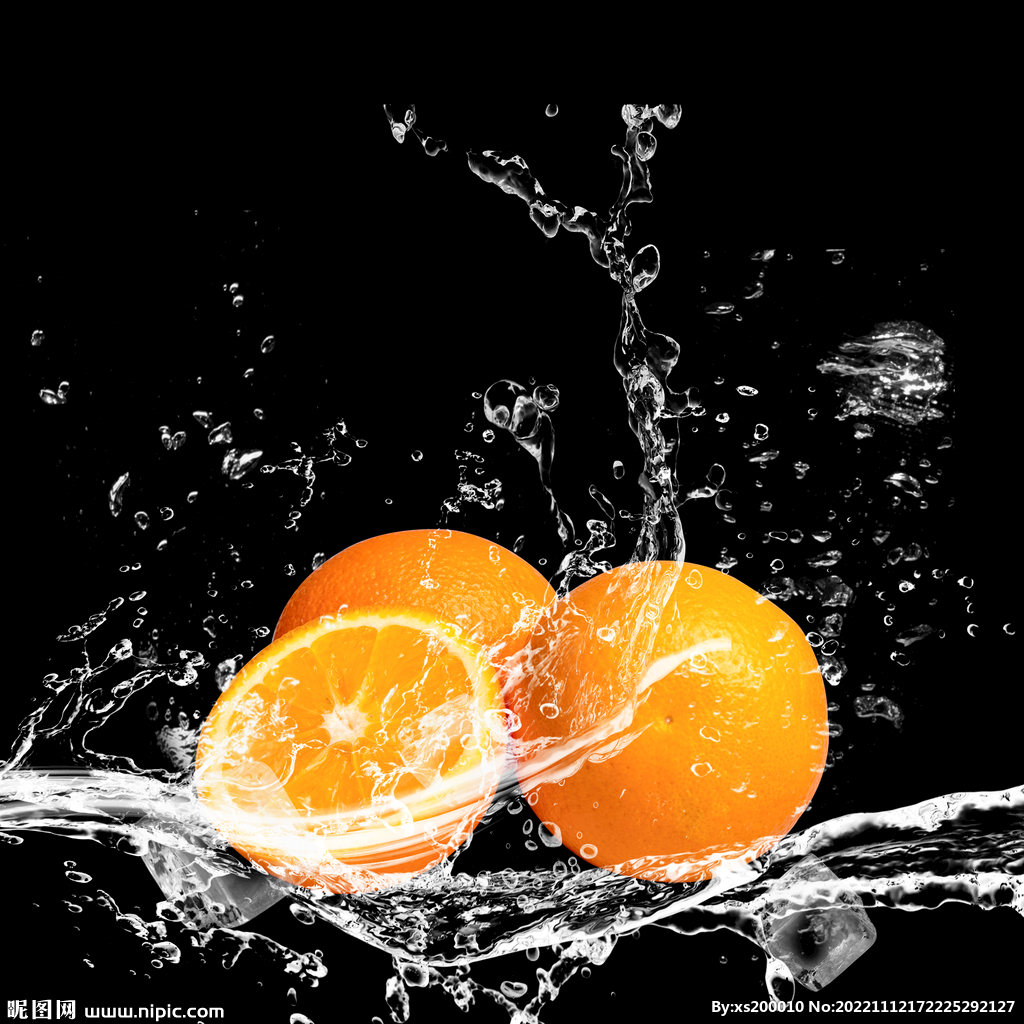 橙汁水溅橙子