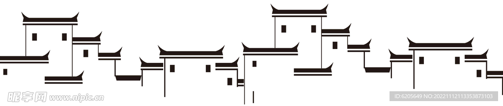 徽派建筑群简笔画