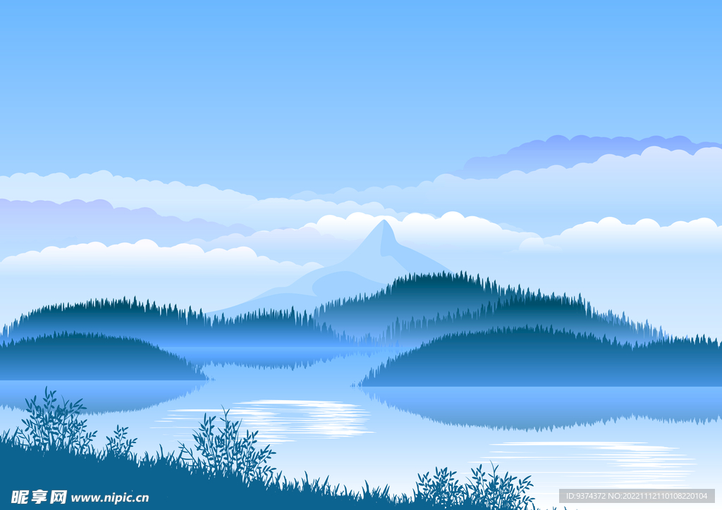 山湖风景图