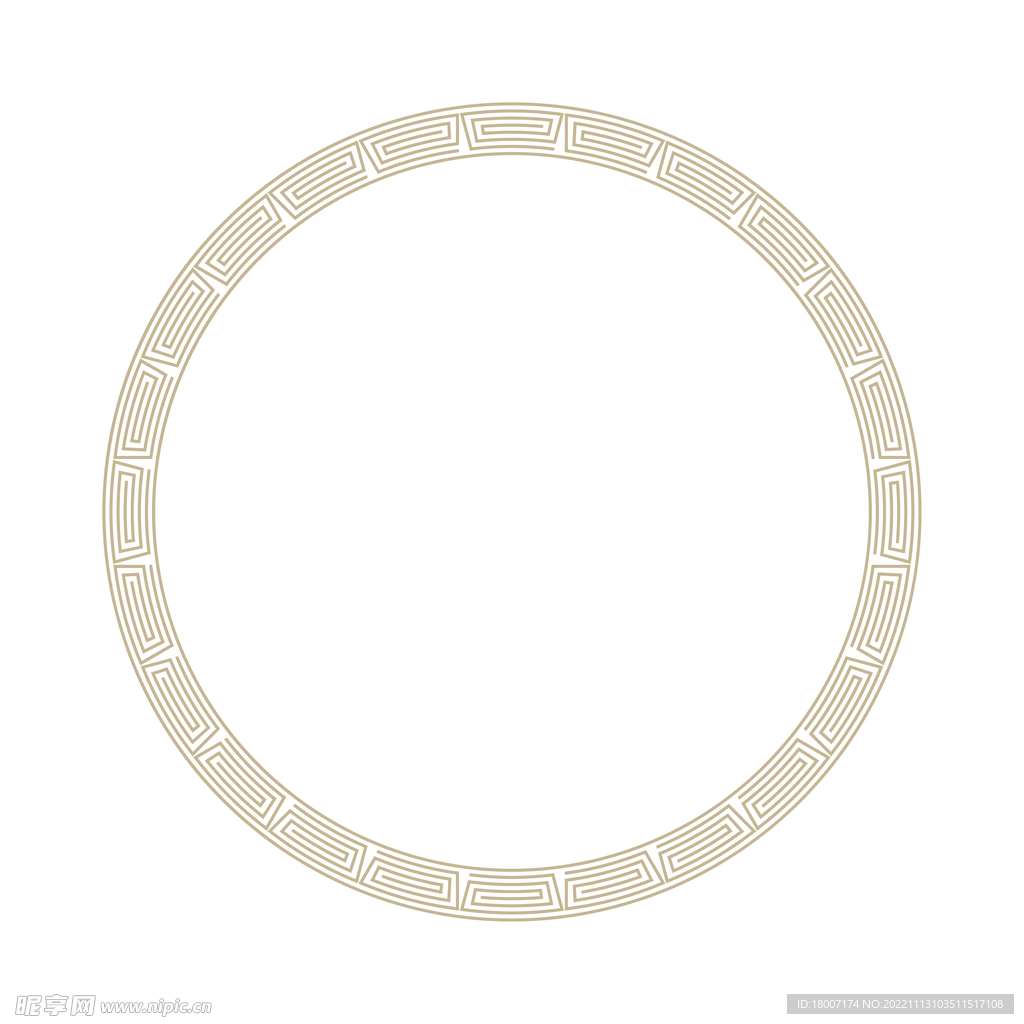 国风古式中式几何花纹圆环矢量图