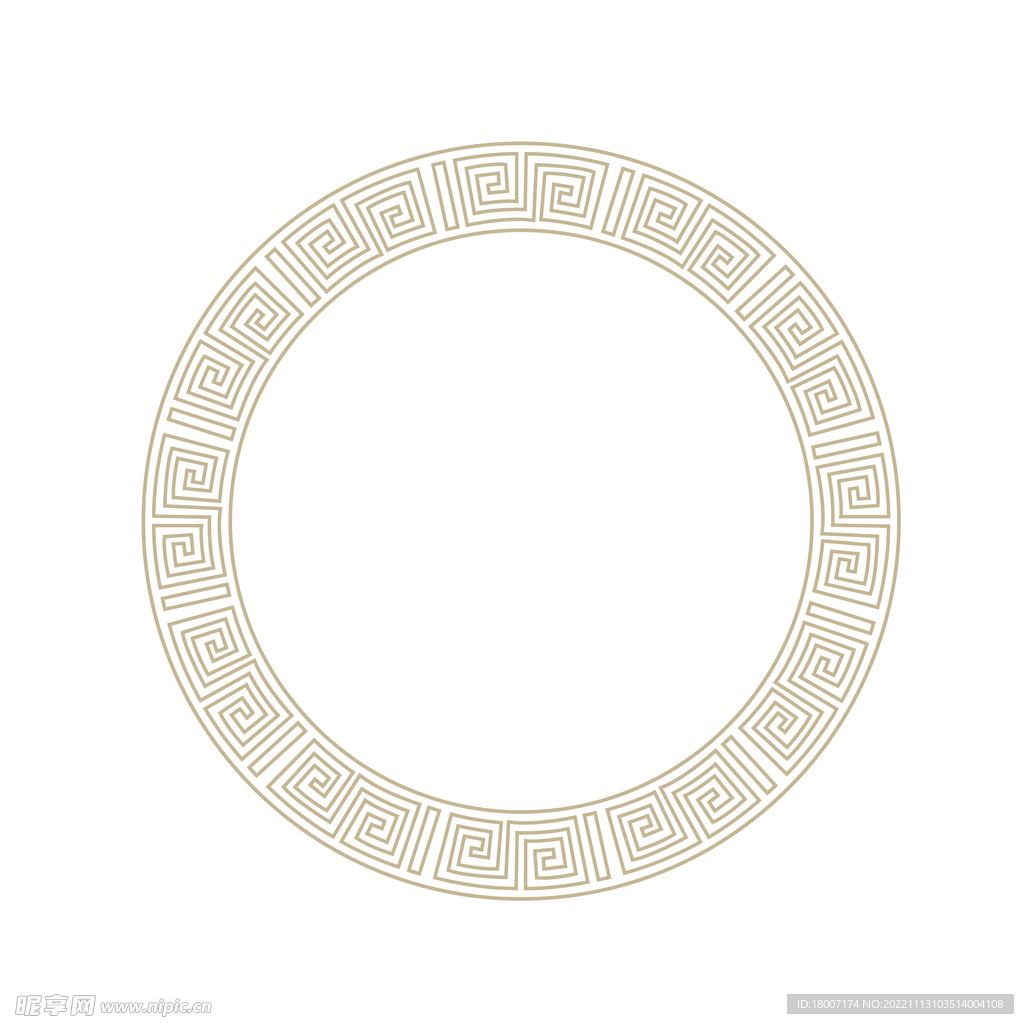 国风中式几何花纹圆环矢量图