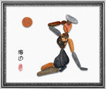 海边 卵石画 效果图