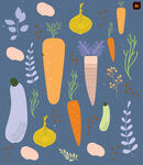 扁平卡通蔬菜图标