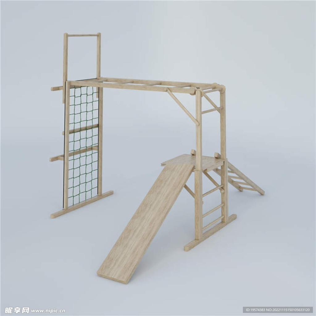C4D模型 实木滑滑梯