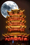 黄鹤楼夜景月亮