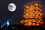 黄鹤楼夜景摄影图