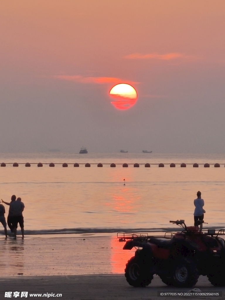 北海 夕阳 沙滩