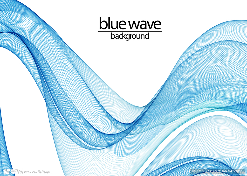 蓝色矢量抽象波浪线条