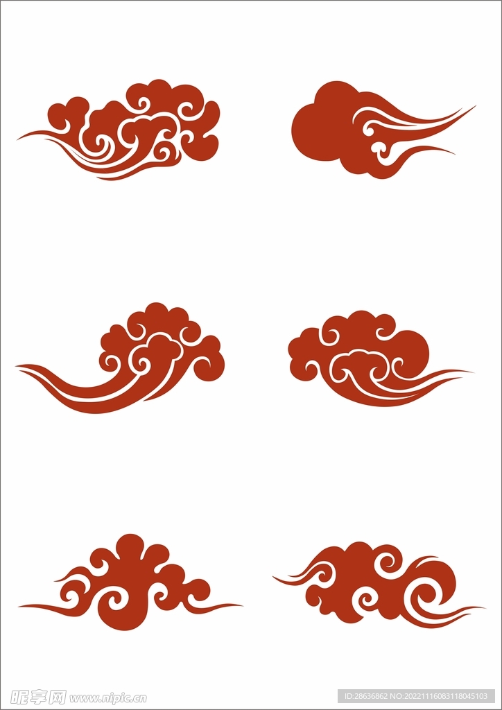 中国风祥云红色云纹图案