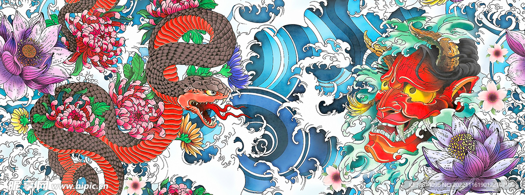 手绘乱花