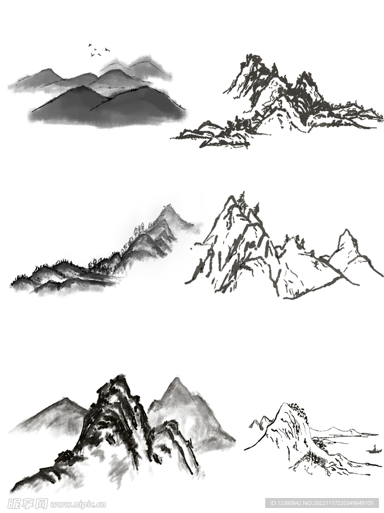 水墨山