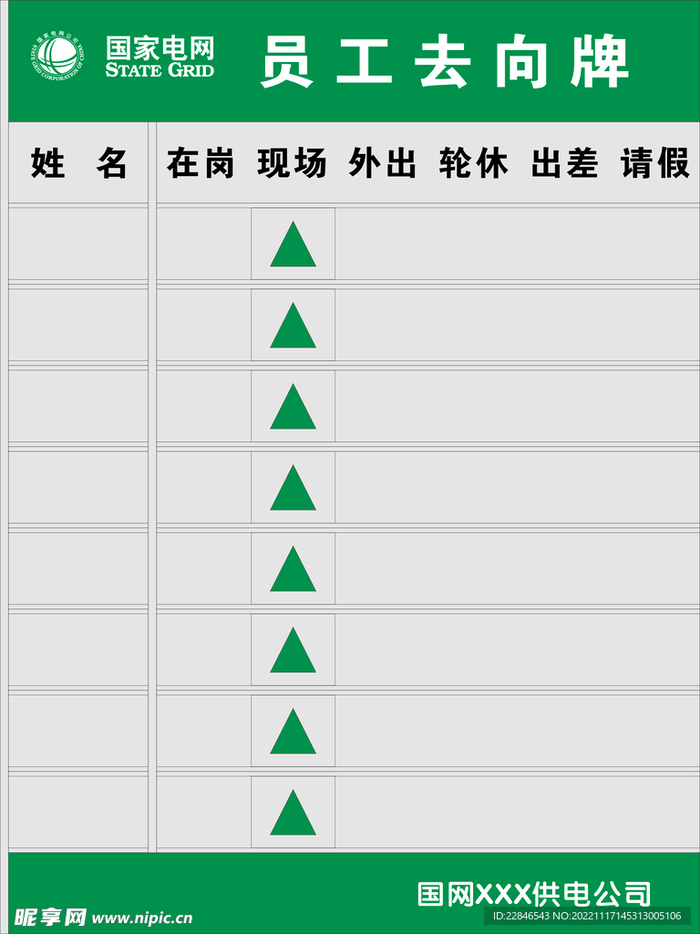 国家电网去向牌