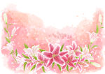 粉色百合花团