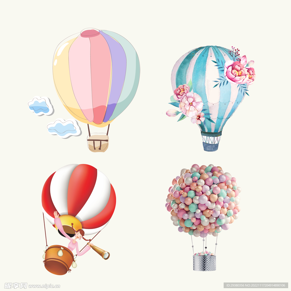 卡通热气球图片素材-编号35425414-图行天下