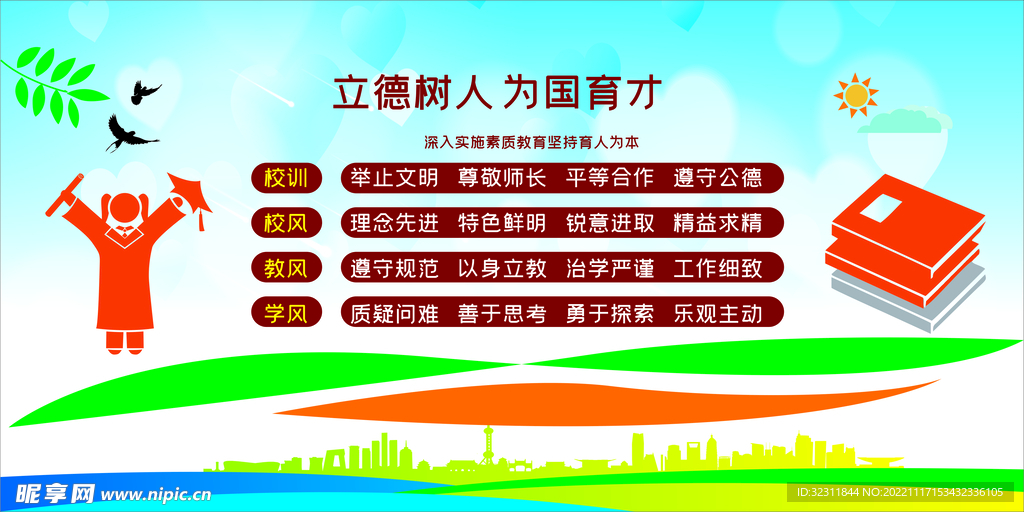 校园文化墙三风一训