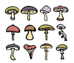 矢量手绘卡通蘑菇