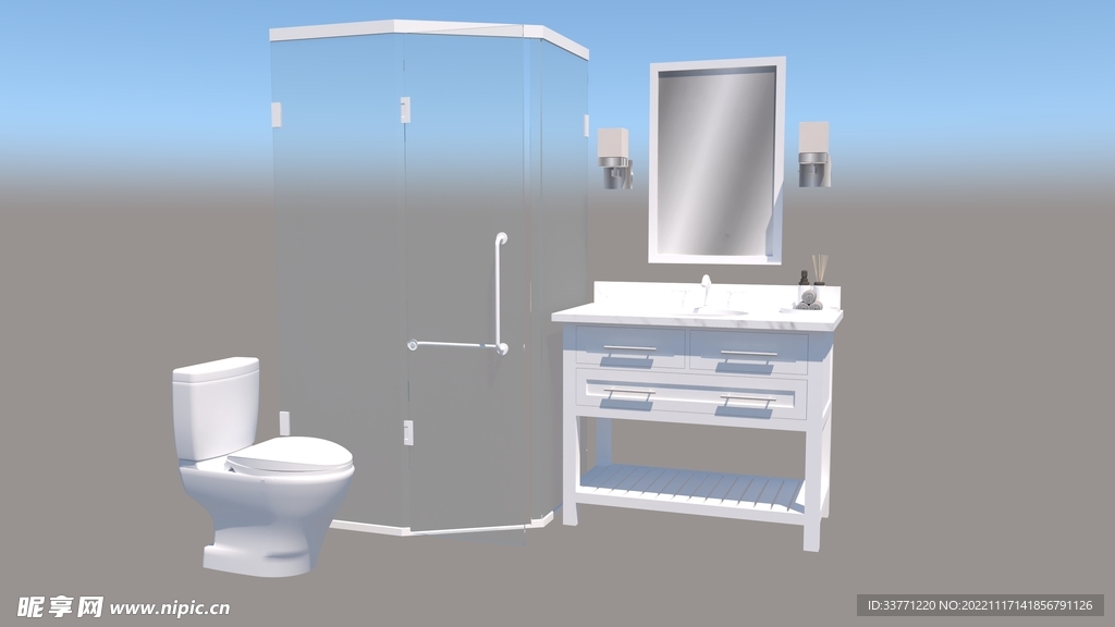 家居厕所用品模型