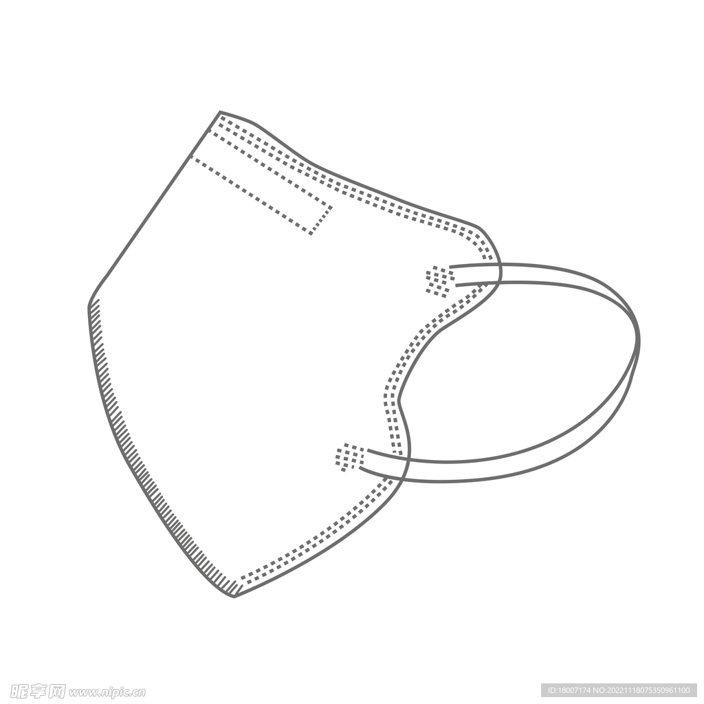 口罩示意图钢笔手绘简笔画矢量图