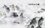 水墨山水简约花鸟背景客厅装饰画