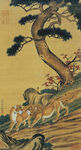 老虎山水画