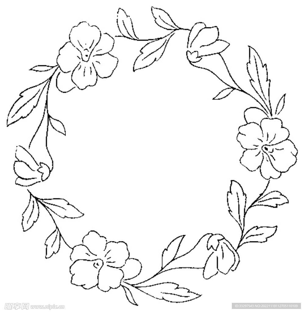 花类 线描 