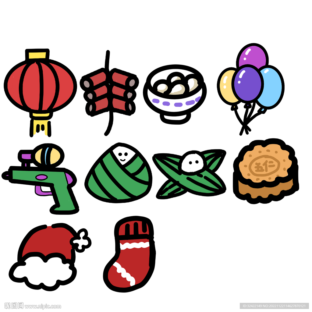 节日简笔画免扣元素