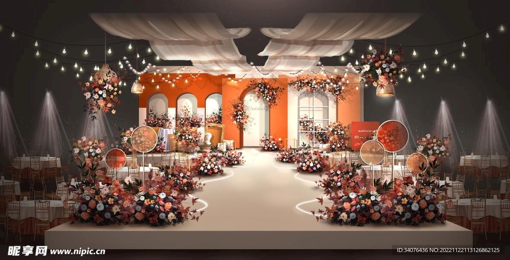 秋橙色婚礼舞台