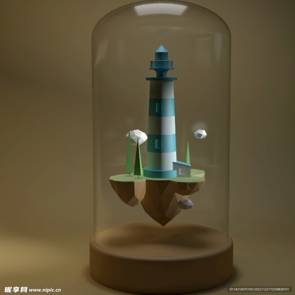 玻璃瓶中的岛屿和瞭望塔