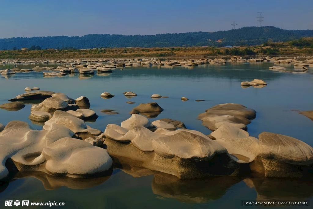 石头 山水 风景 树 天空 河