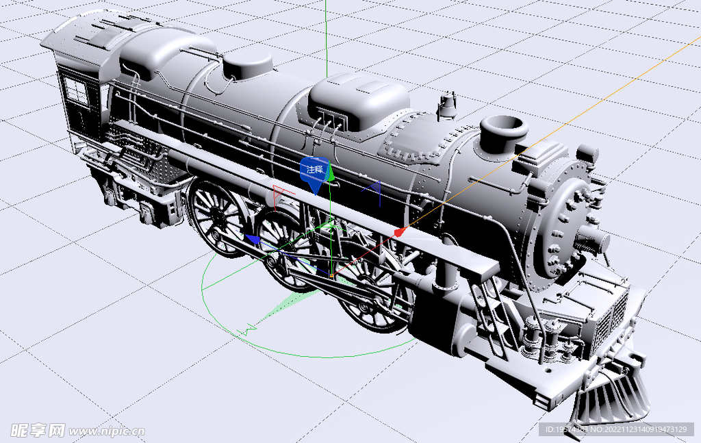 C4D模型复古玩具火车头