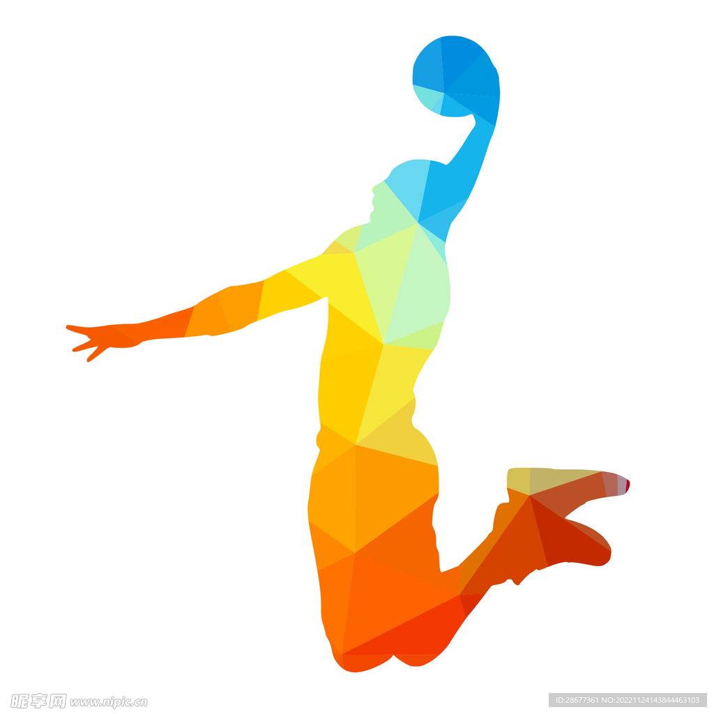 篮球运动员彩色剪影