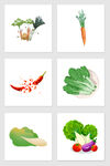 手绘卡通蔬菜套图插画元素