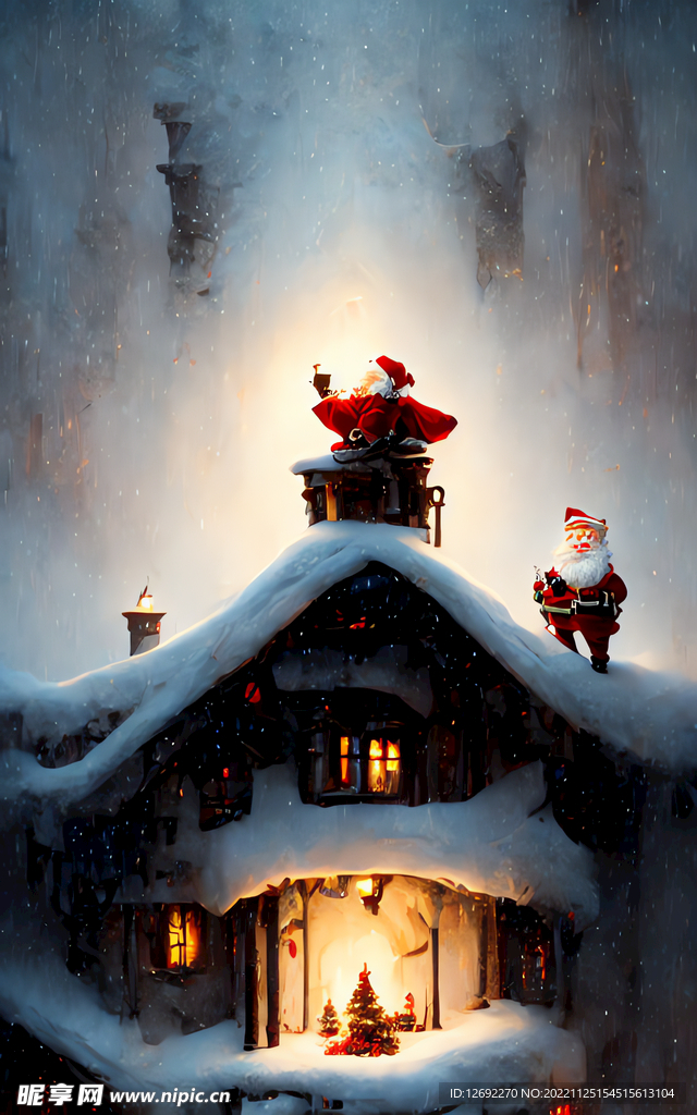 屋顶的圣诞老人