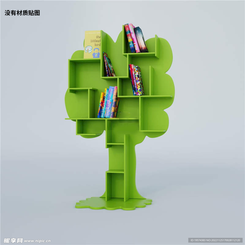 C4D模型卡通儿童树书架