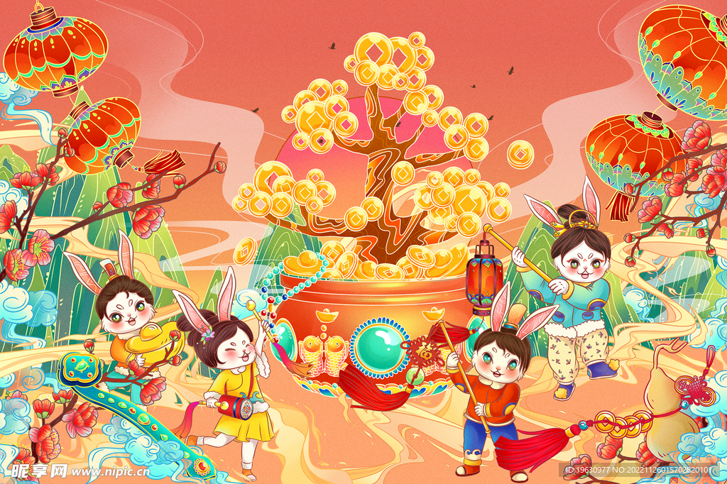 新年兔子插画
