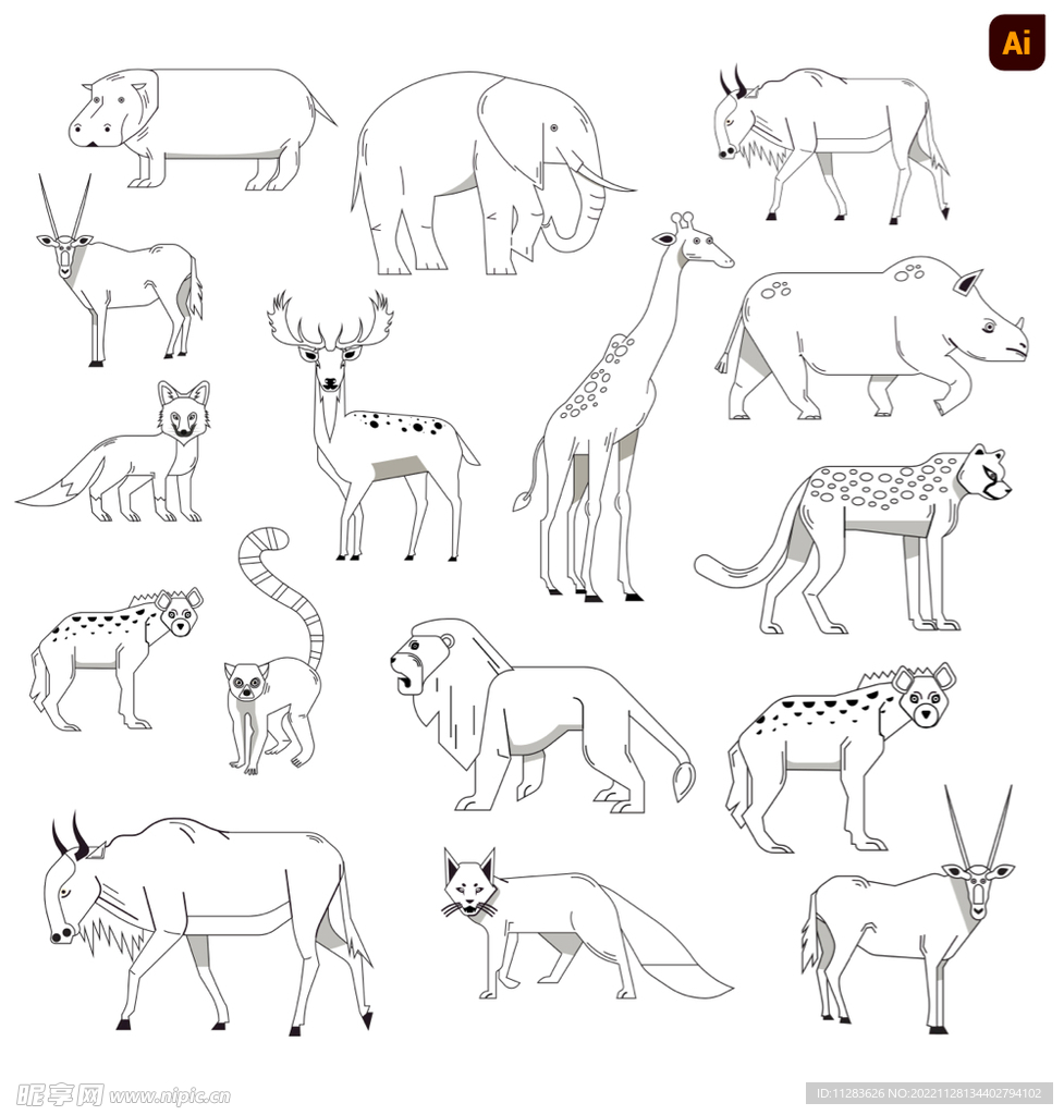 线描动物