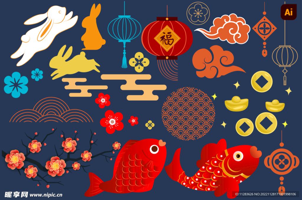 春节元素矢量素材