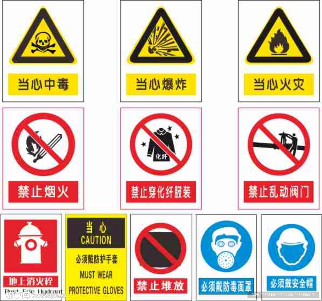安全标志中毒爆炸化纤阀门面罩安